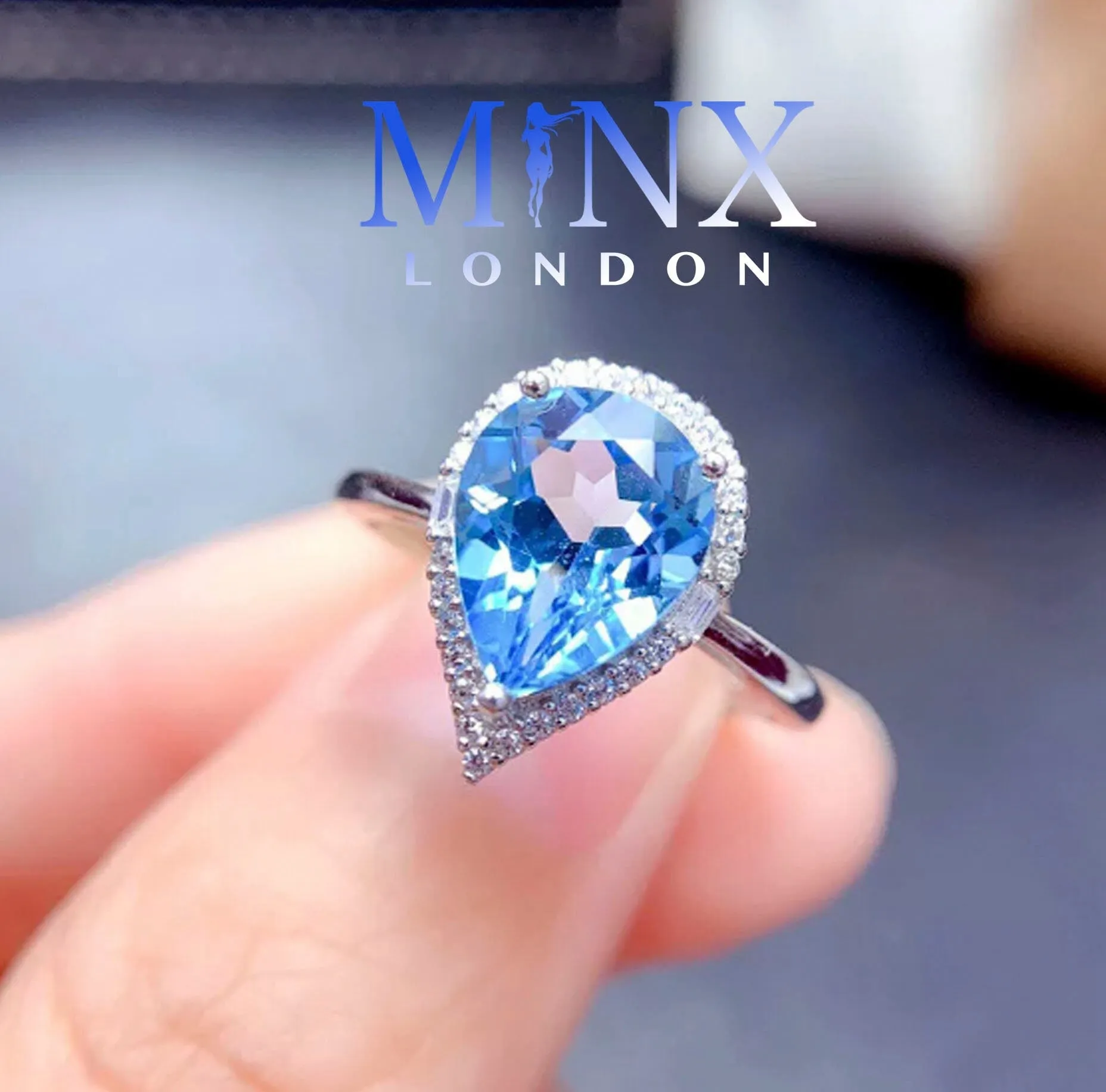 Aquamarine Ring | Aquamarine Diamond Ring | Teardrop Ring |  Pear Shape Ring | Blue Diamond Ring | Aquamarine Engagement Ring | Wedding Ring
