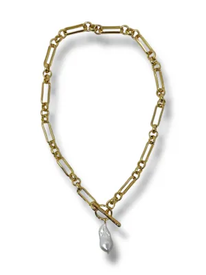 'Ariana' T - Bar Gold Pearl Chain