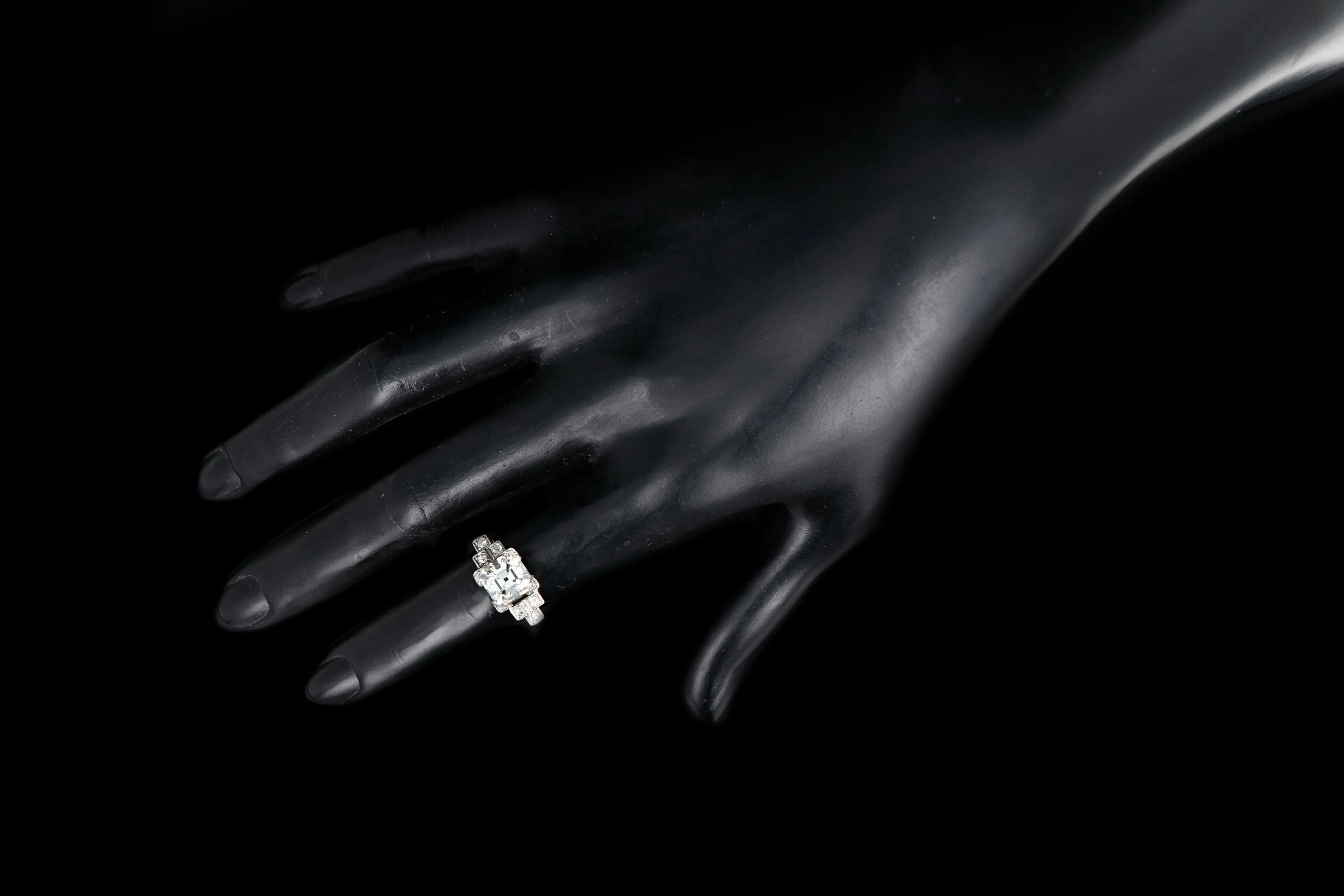 Art Deco 2.52CT Antique Asscher Cut Diamond Engagement Ring GIA Certified
