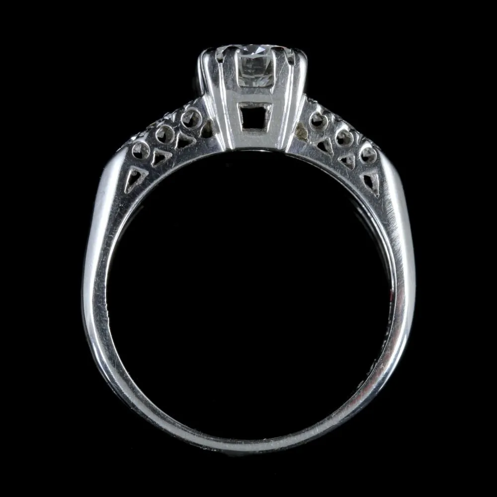 Art Deco Diamond Engagement Ring 14Ct White Gold Circa 1930