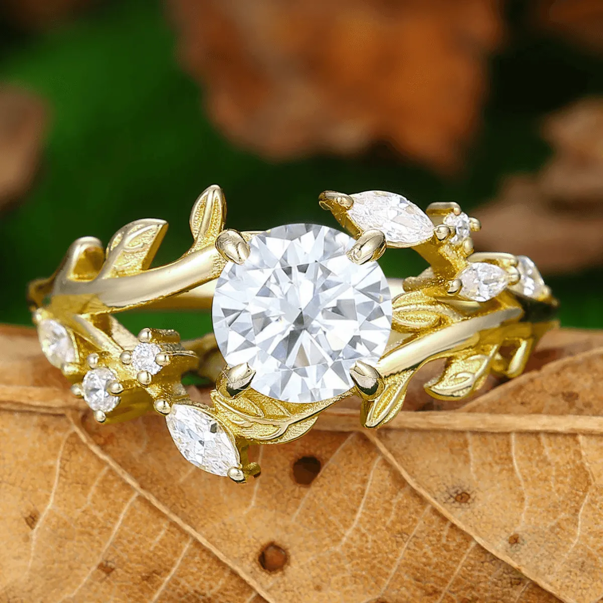 Art Deco Floral Leaf Moissanite Engagement His and Hers Wedding Ring Matching Promise Couple Ring Set For Gift
