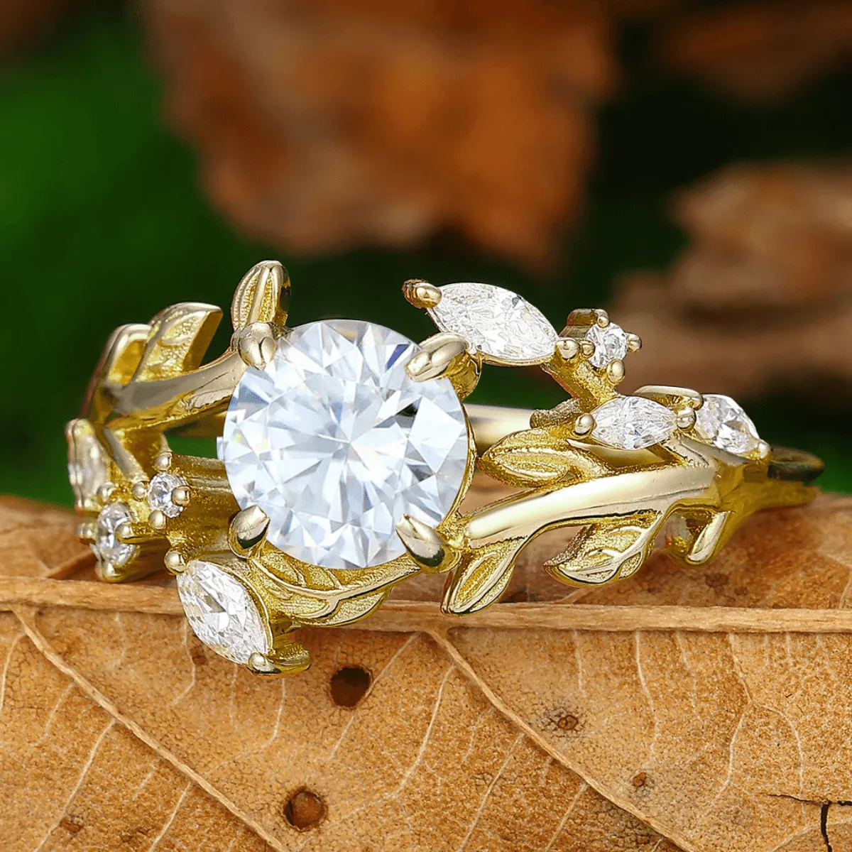 Art Deco Floral Leaf Moissanite Engagement His and Hers Wedding Ring Matching Promise Couple Ring Set For Gift