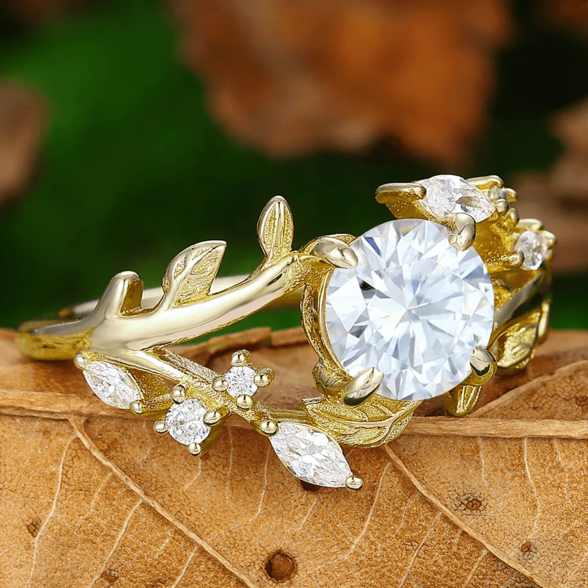 Art Deco Floral Leaf Moissanite Engagement His and Hers Wedding Ring Matching Promise Couple Ring Set For Gift
