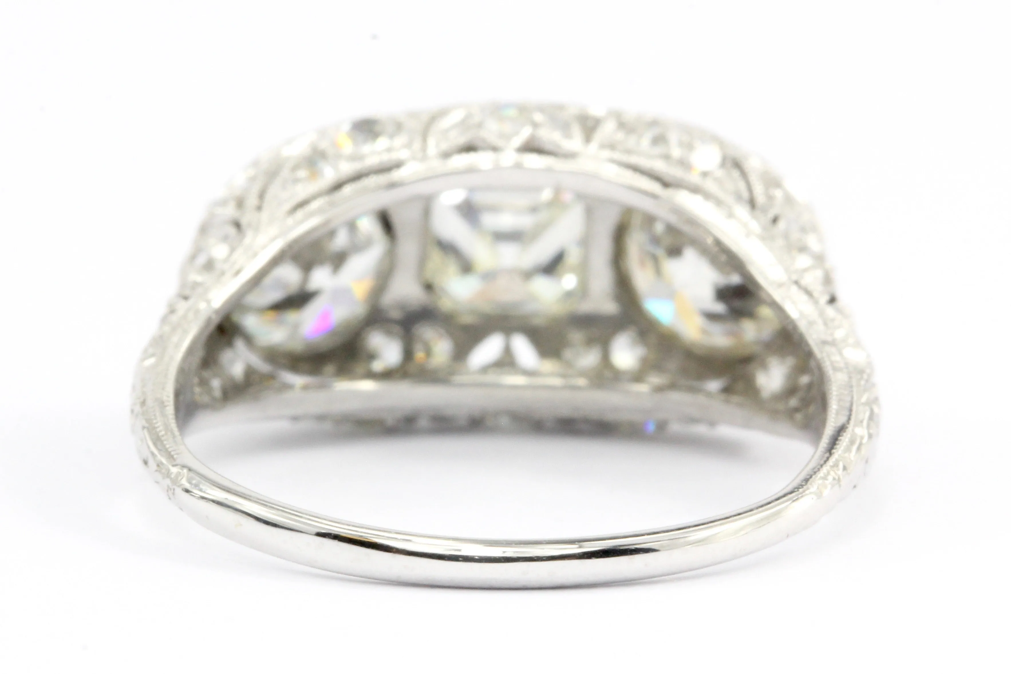 Art Deco Platinum 3 Stone Diamond Engagement Ring c.1930's