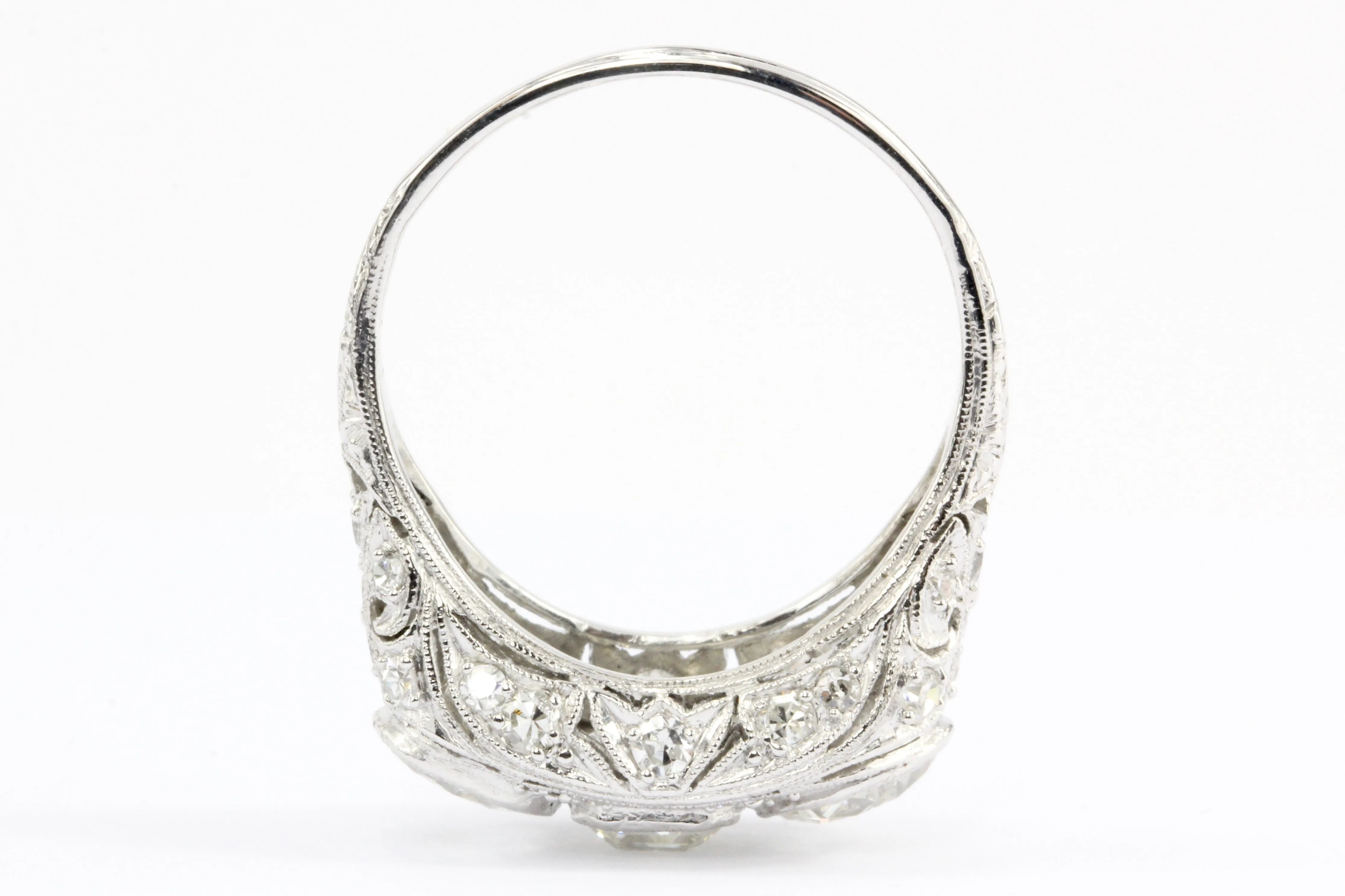 Art Deco Platinum 3 Stone Diamond Engagement Ring c.1930's