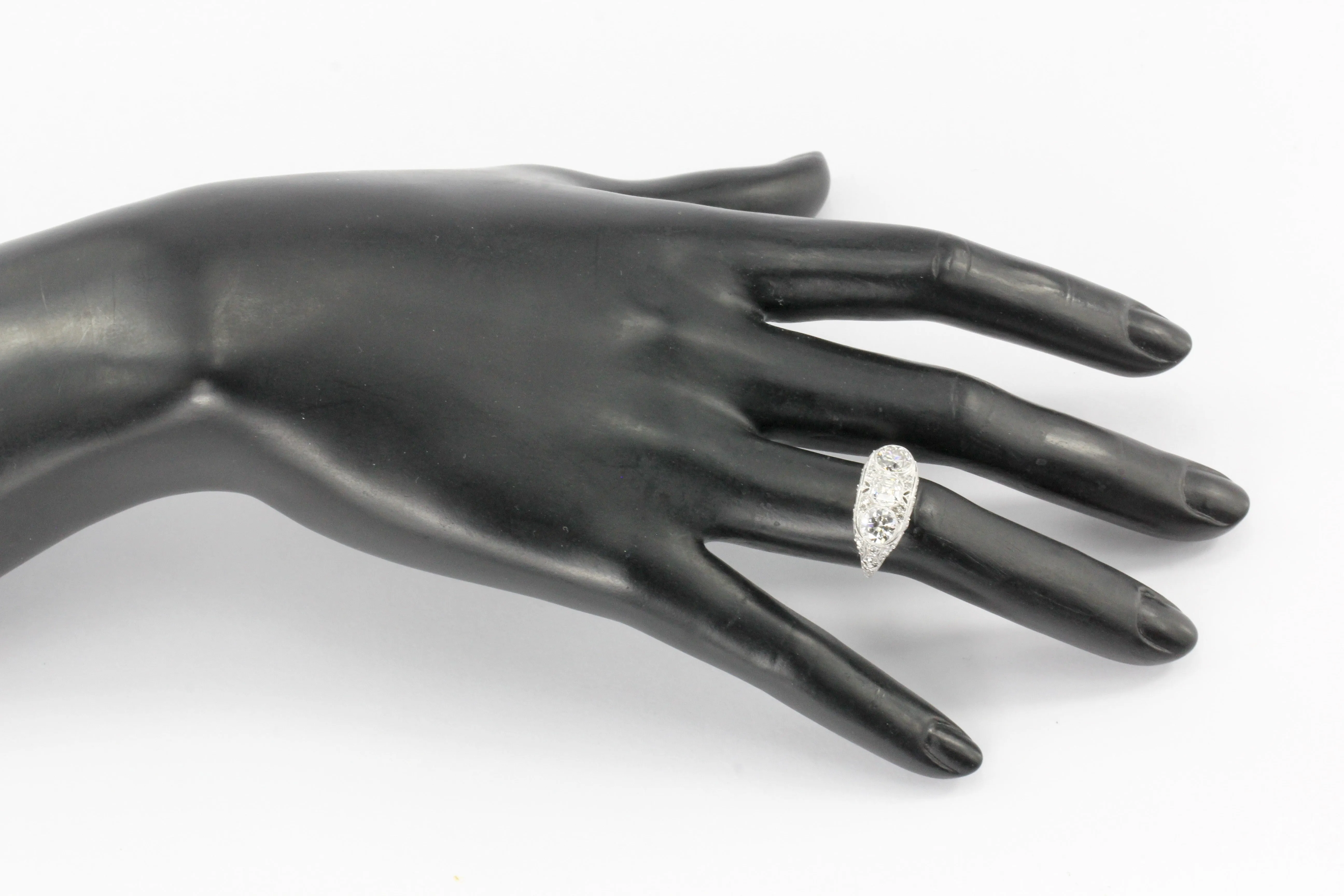 Art Deco Platinum 3 Stone Diamond Engagement Ring c.1930's