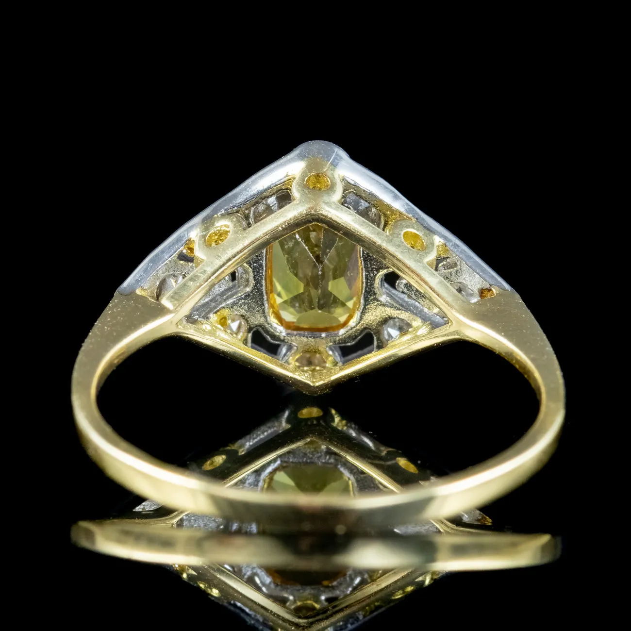 Art Deco Style Yellow Sapphire Diamond Ring 0.60ct Sapphire