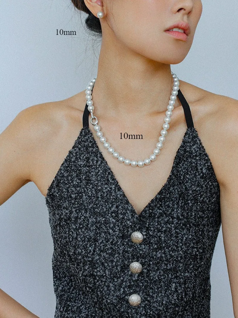 Artificial Australian White Pearl Stud Earrings