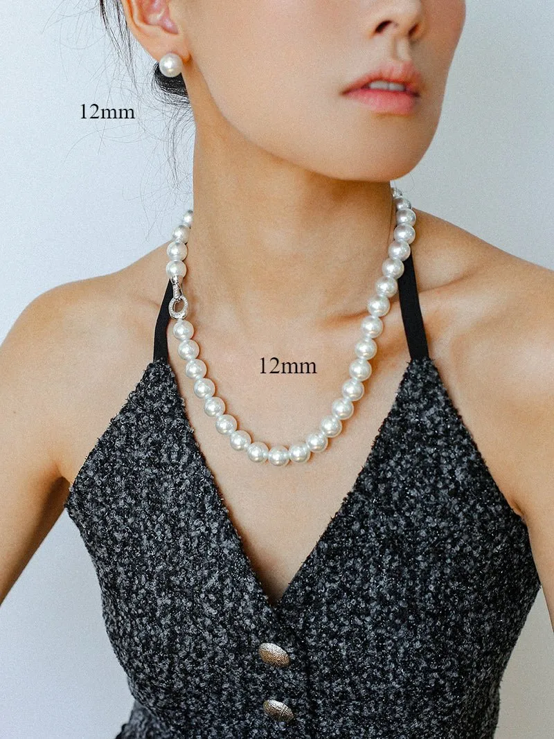 Artificial Australian White Pearl Stud Earrings