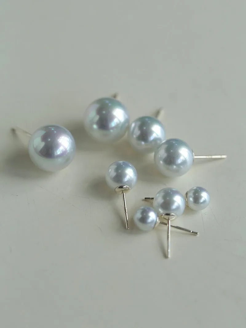 Artificial Australian White Pearl Stud Earrings