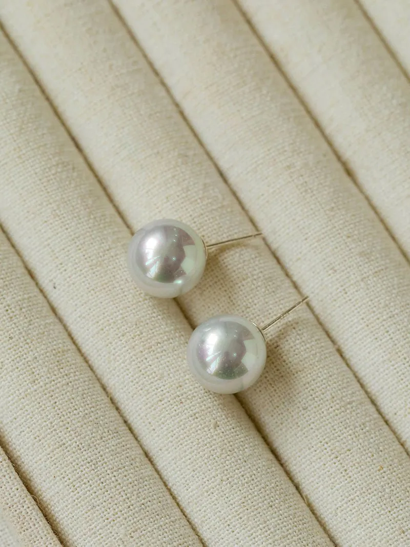 Artificial Australian White Pearl Stud Earrings