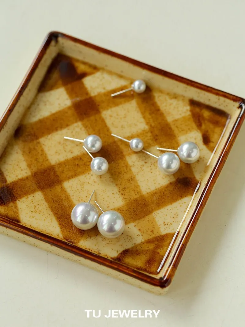 Artificial Australian White Pearl Stud Earrings