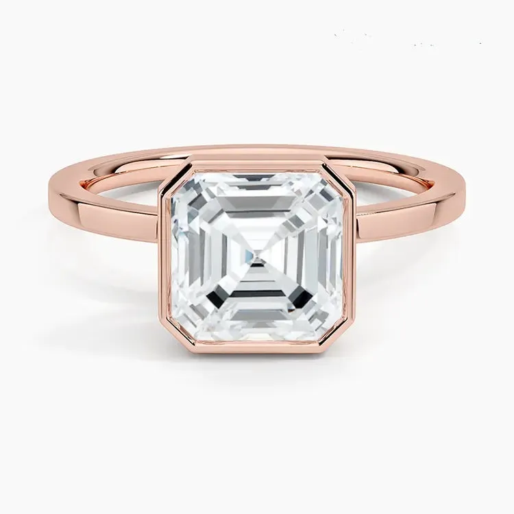 Asscher-Cut Bezel Setting Moissanite Engagement Ring
