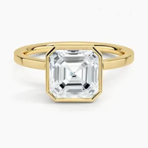 Asscher-Cut Bezel Setting Moissanite Engagement Ring