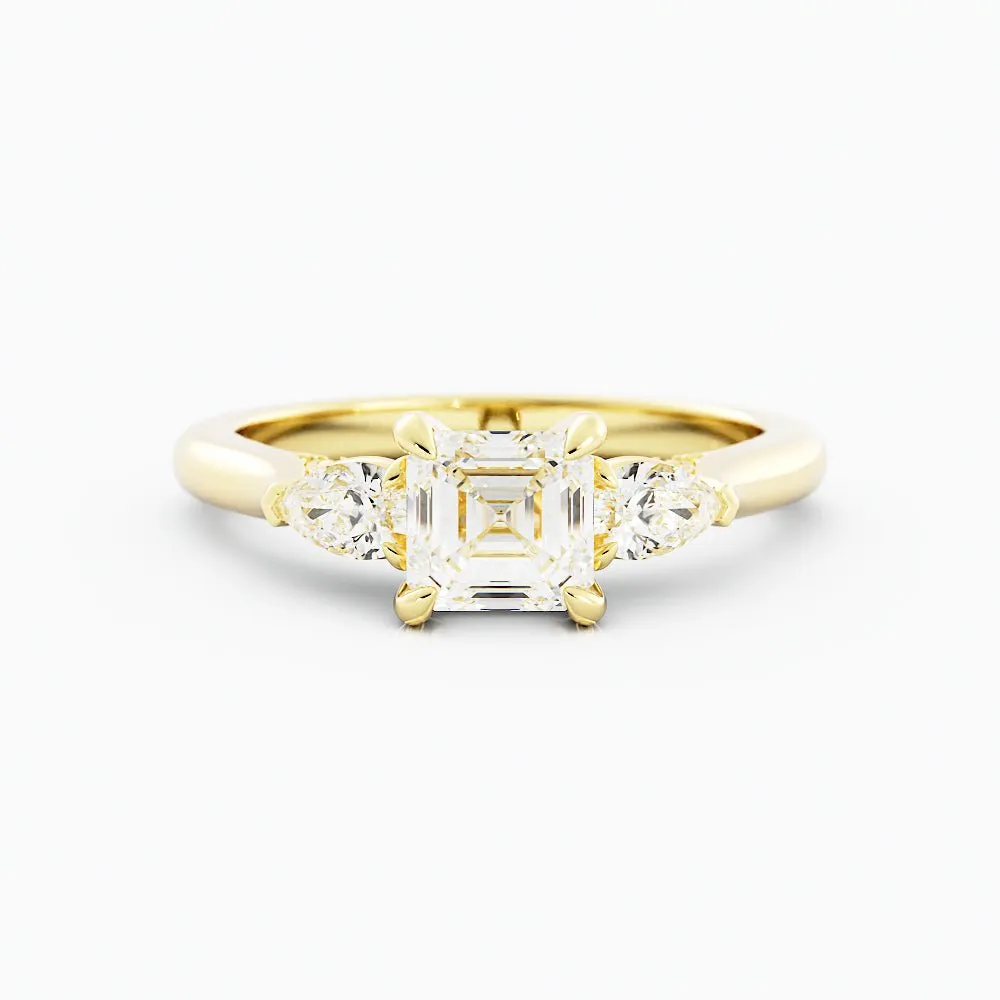 Asscher-Cut Diamond Engagement Ring Pear-Shaped Side Stones