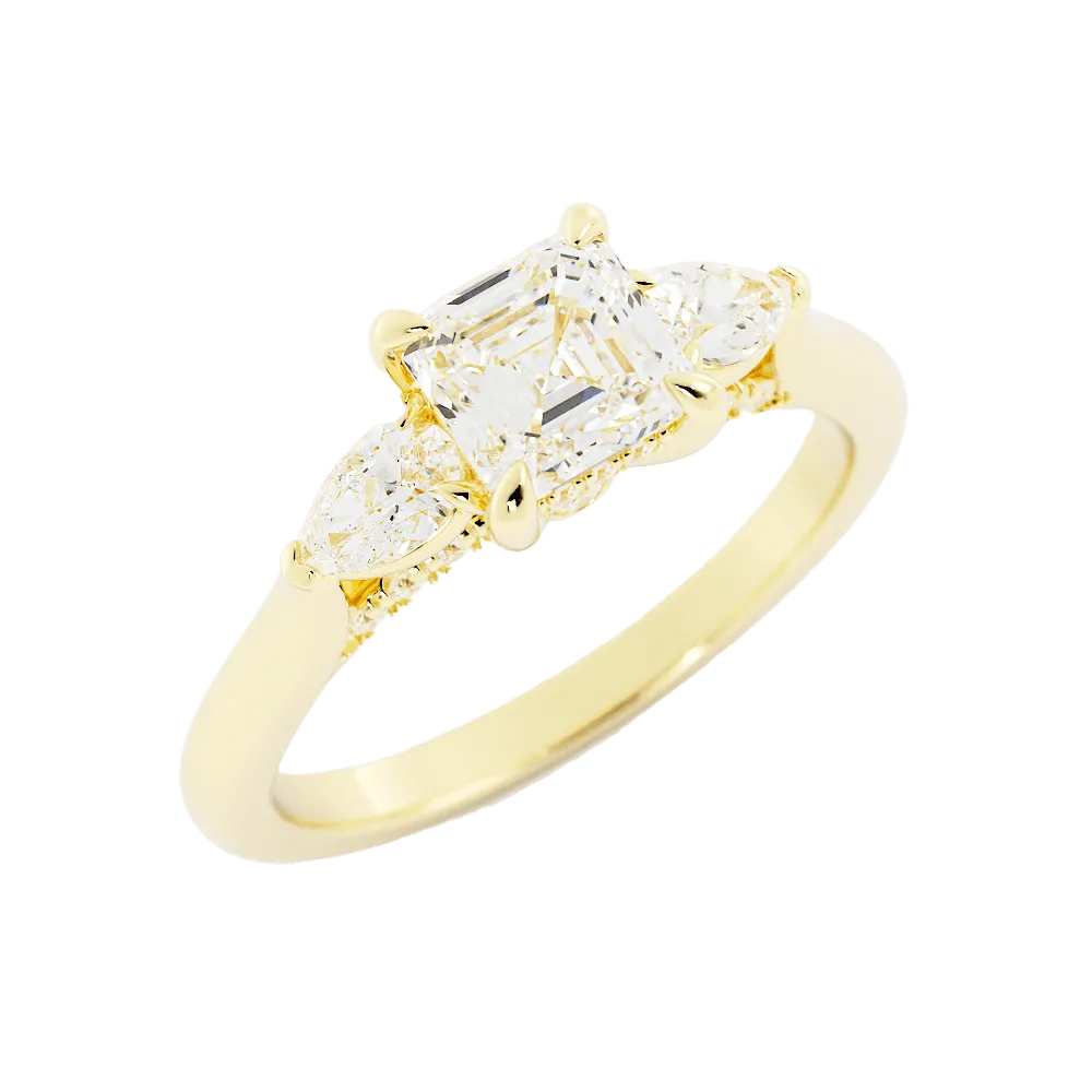 Asscher-Cut Diamond Engagement Ring Pear-Shaped Side Stones