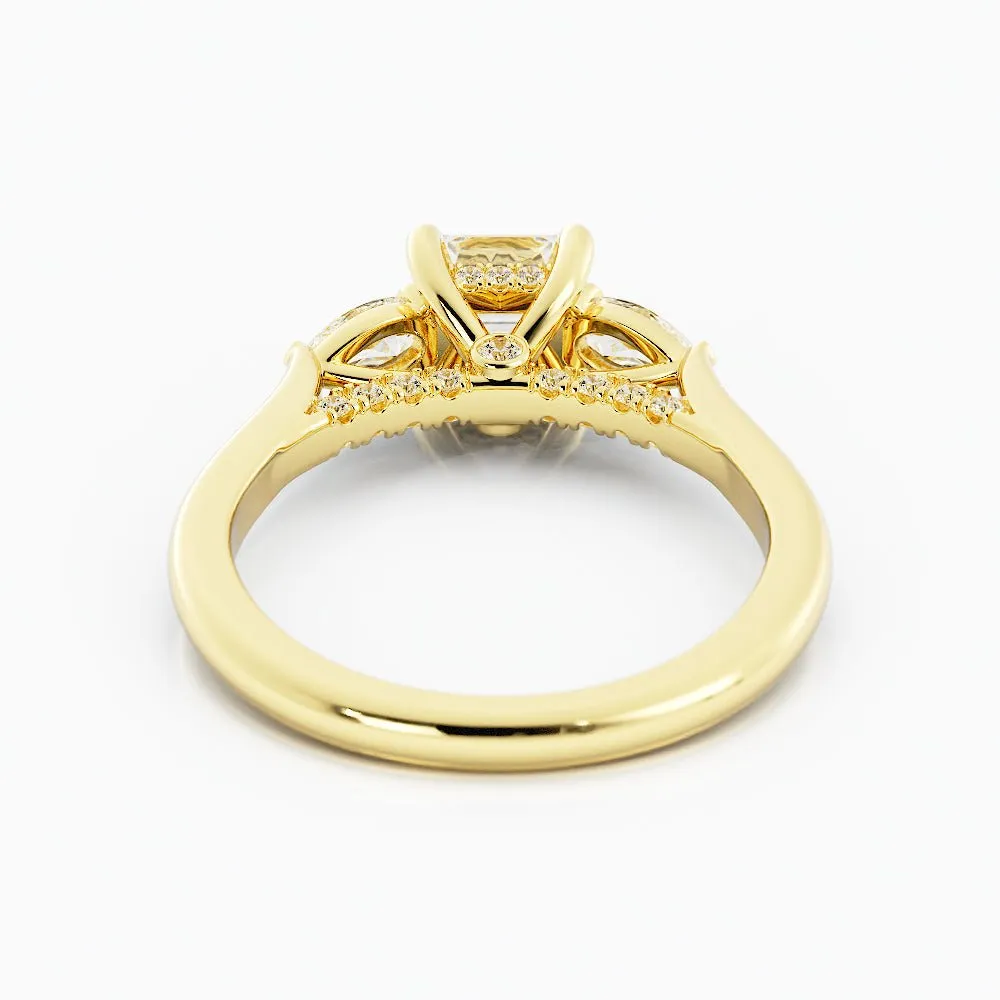 Asscher-Cut Diamond Engagement Ring Pear-Shaped Side Stones