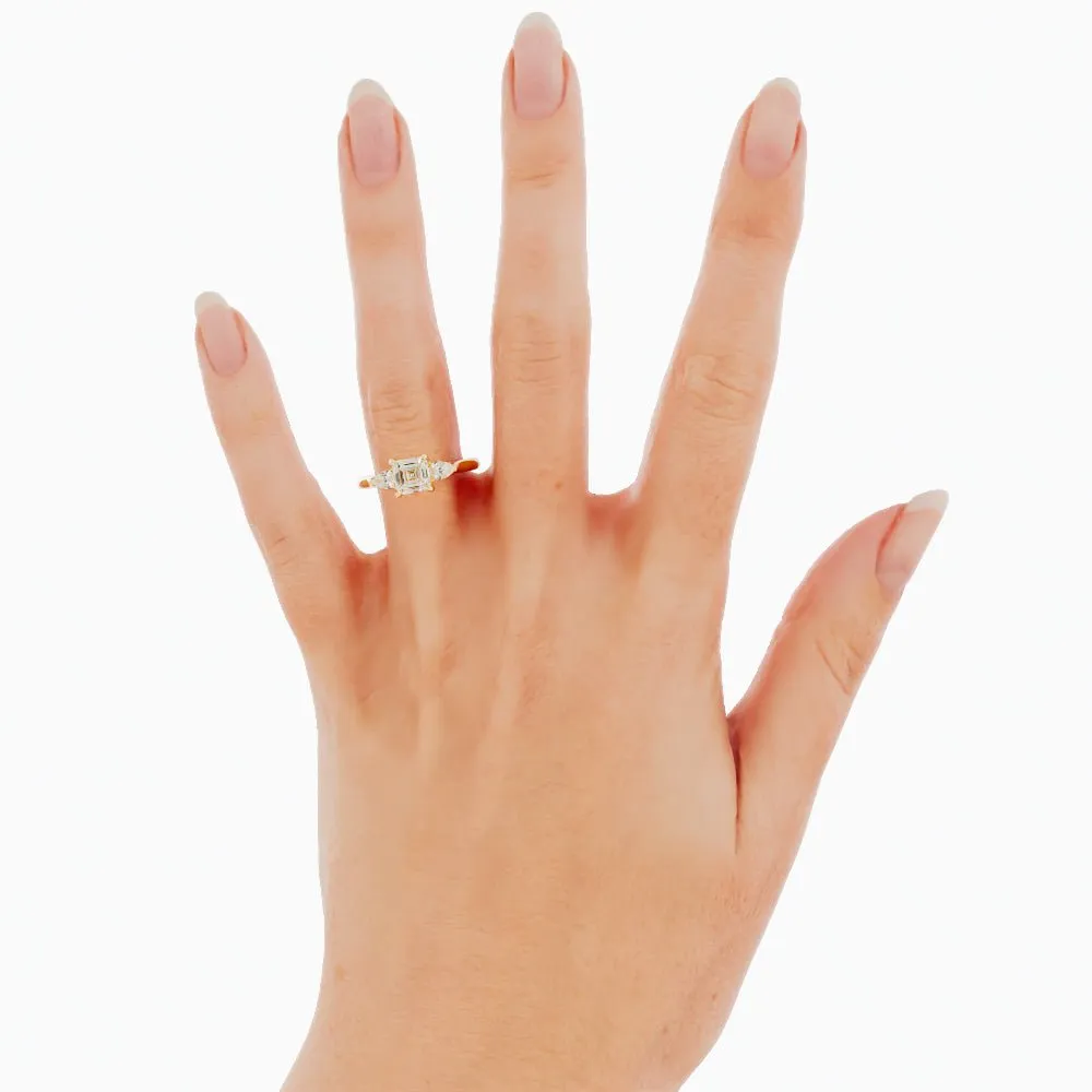 Asscher-Cut Diamond Engagement Ring Pear-Shaped Side Stones