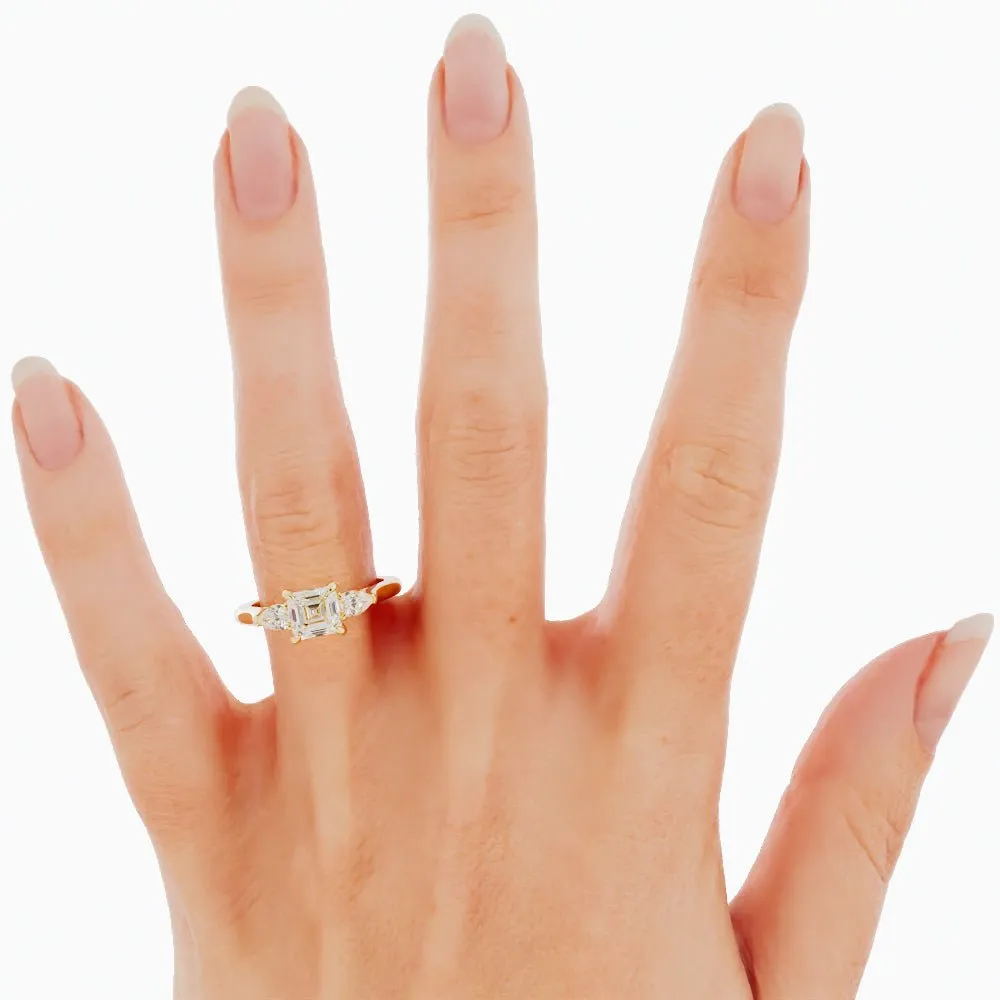 Asscher-Cut Diamond Engagement Ring Pear-Shaped Side Stones