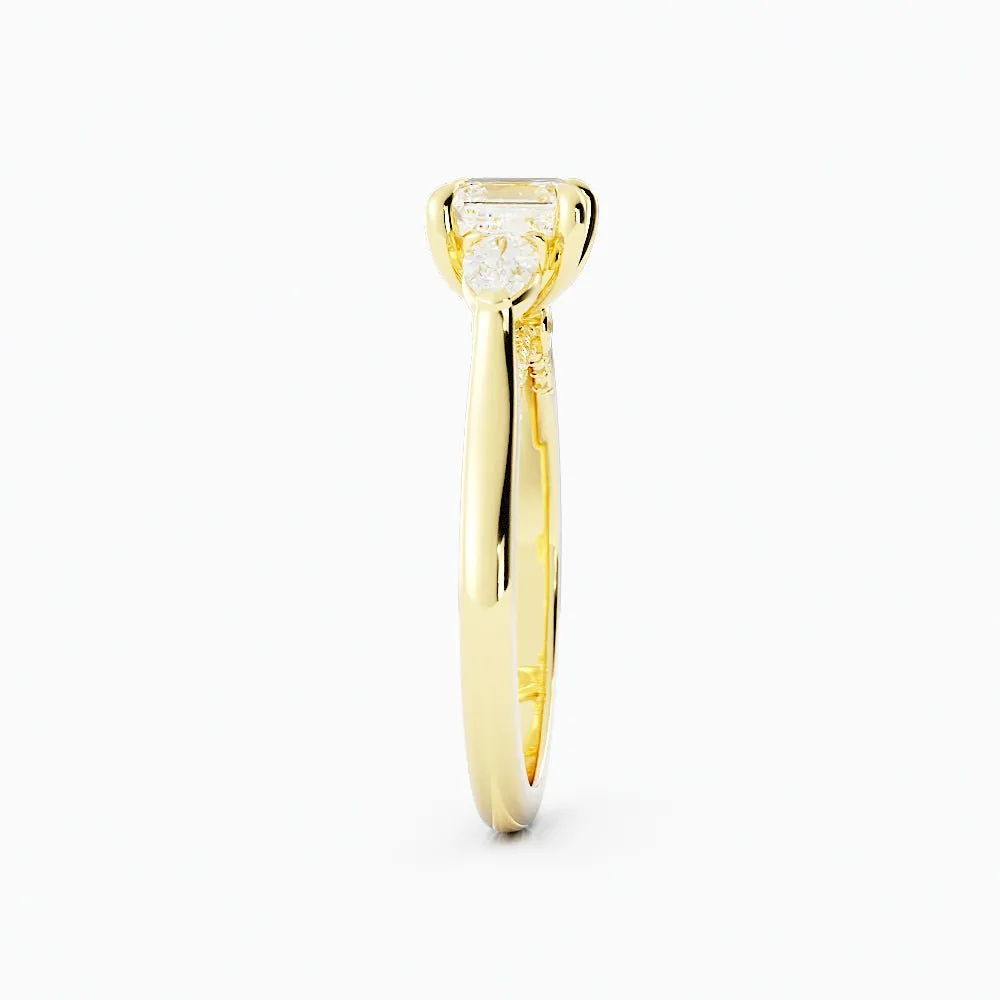 Asscher-Cut Diamond Engagement Ring Pear-Shaped Side Stones