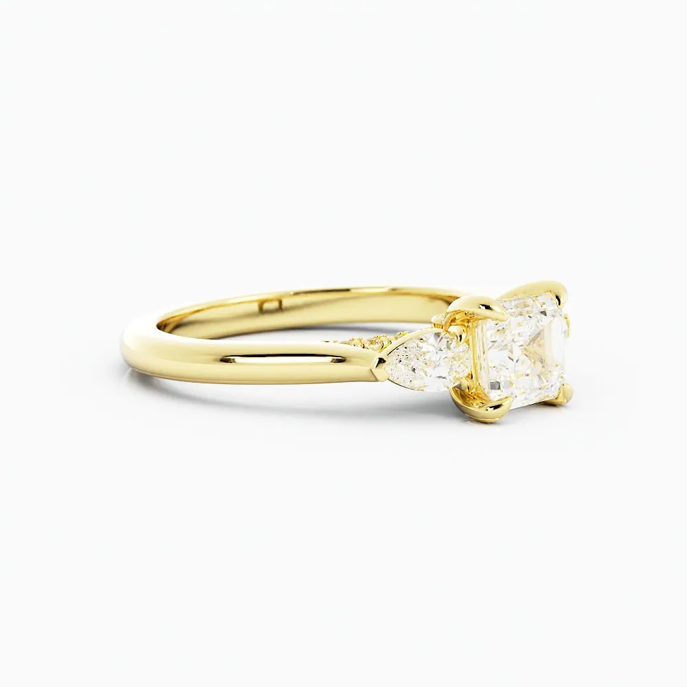 Asscher-Cut Diamond Engagement Ring Pear-Shaped Side Stones
