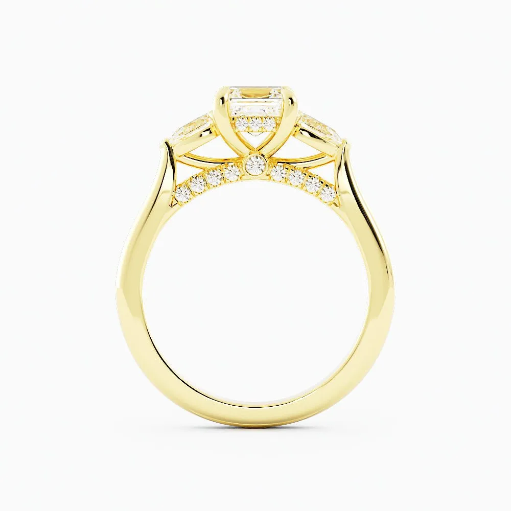 Asscher-Cut Diamond Engagement Ring Pear-Shaped Side Stones