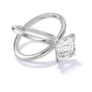 ASSCHER CUT DIAMOND ENGAGEMENT RING WITH A CLASSIC 4 PRONG AXIS SETTING IN PLATINUM