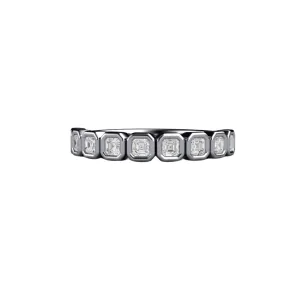 Asscher Cut Lab Grown Diamond Band | Modern Bezel Setting in 14K, 18K Gold or Platinum