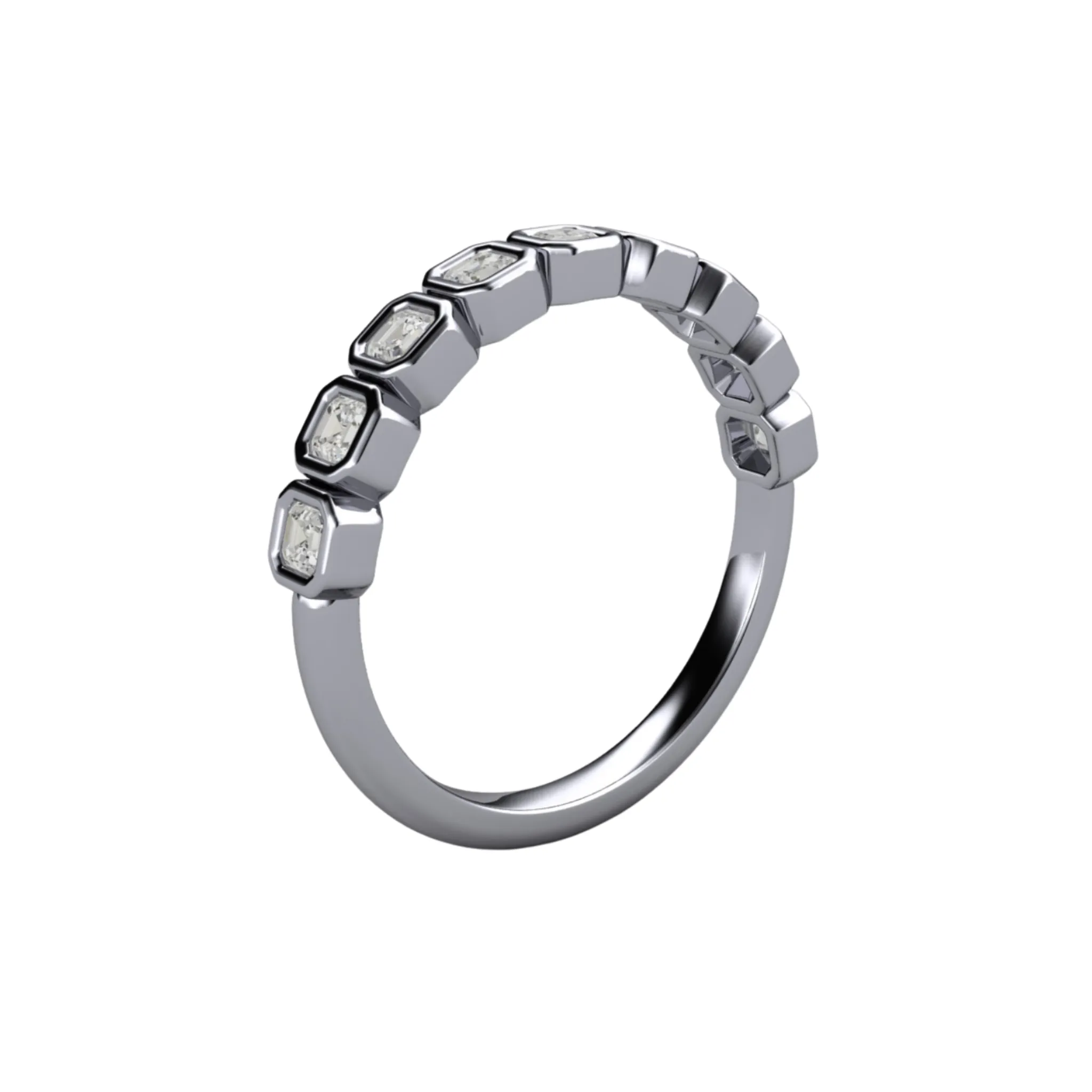 Asscher Cut Lab Grown Diamond Band | Modern Bezel Setting in 14K, 18K Gold or Platinum