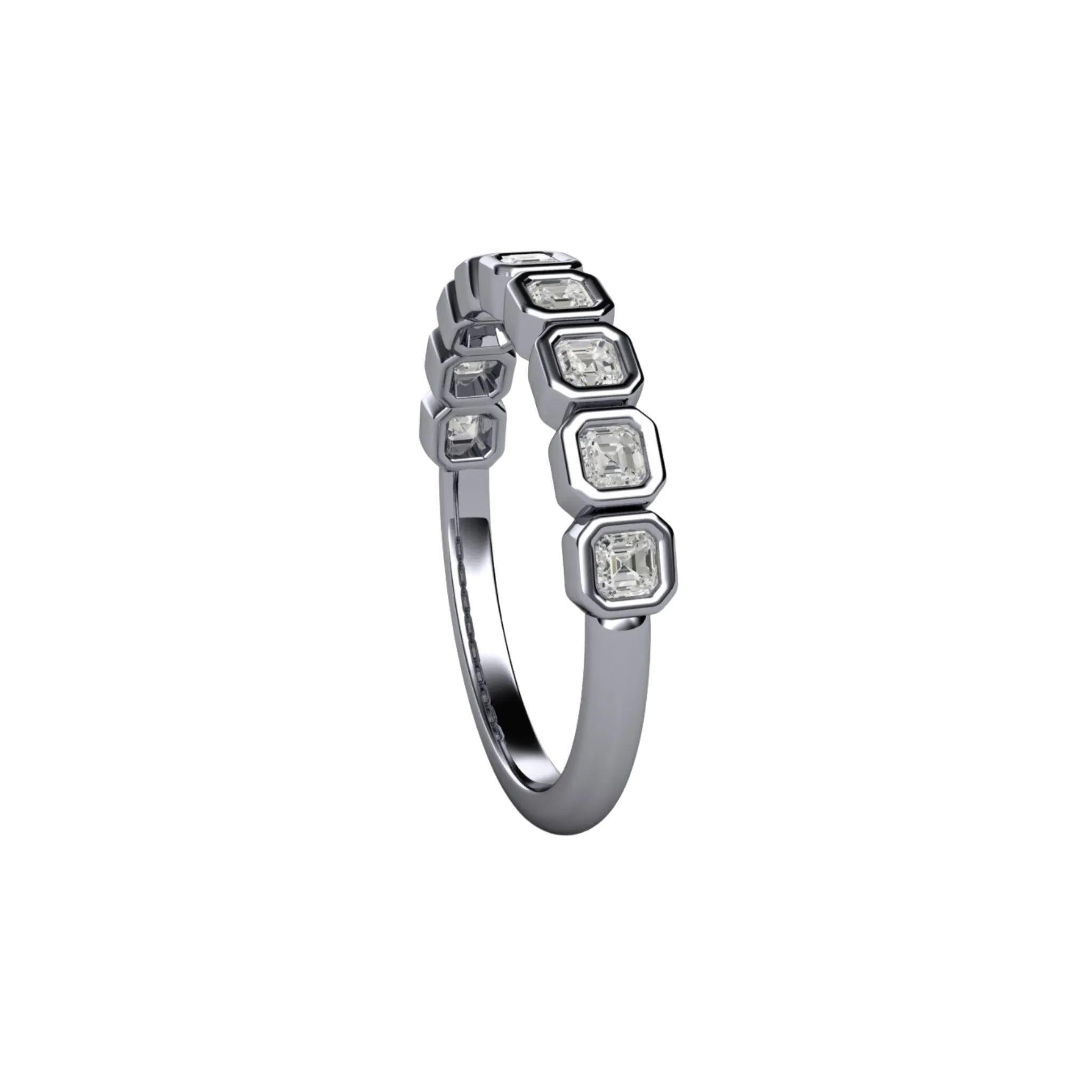 Asscher Cut Lab Grown Diamond Band | Modern Bezel Setting in 14K, 18K Gold or Platinum