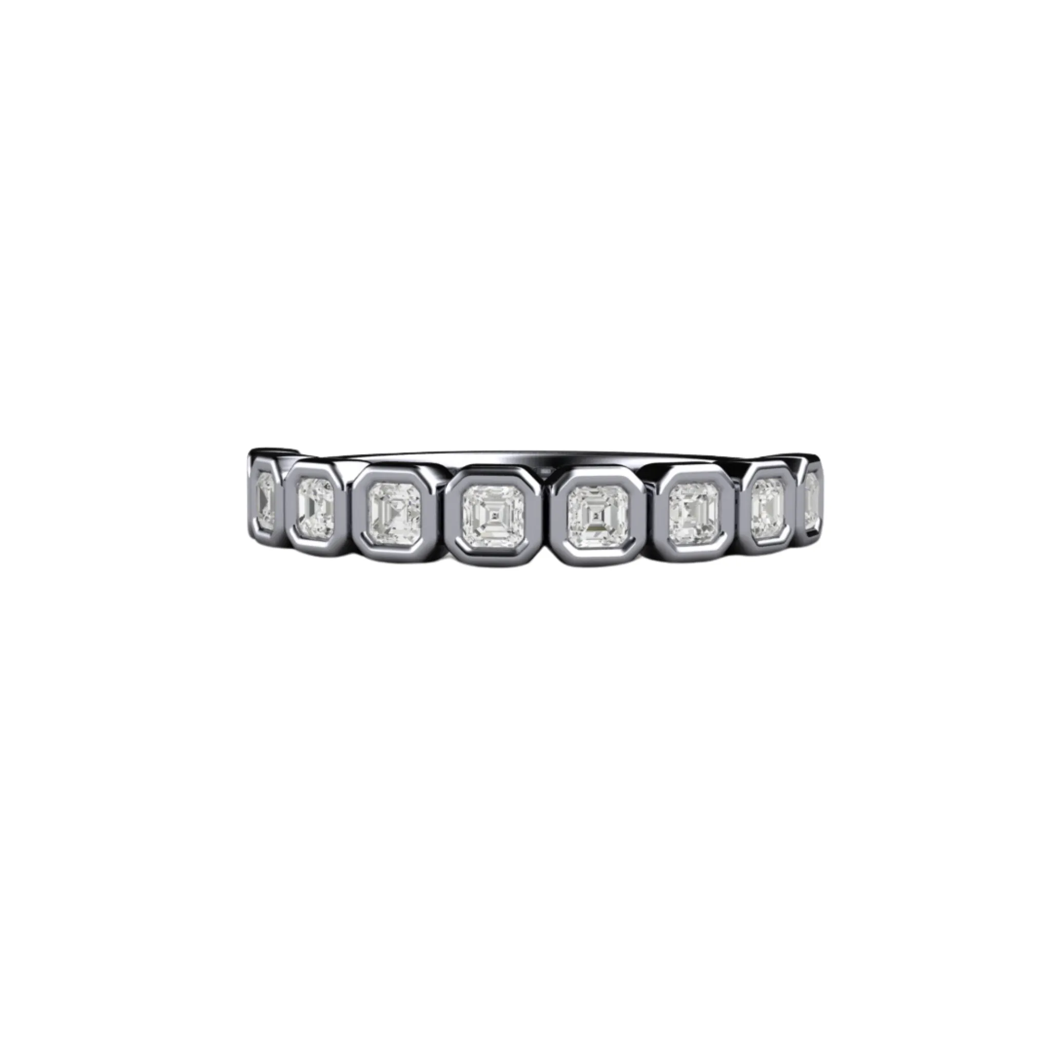 Asscher Cut Lab Grown Diamond Band | Modern Bezel Setting in 14K, 18K Gold or Platinum