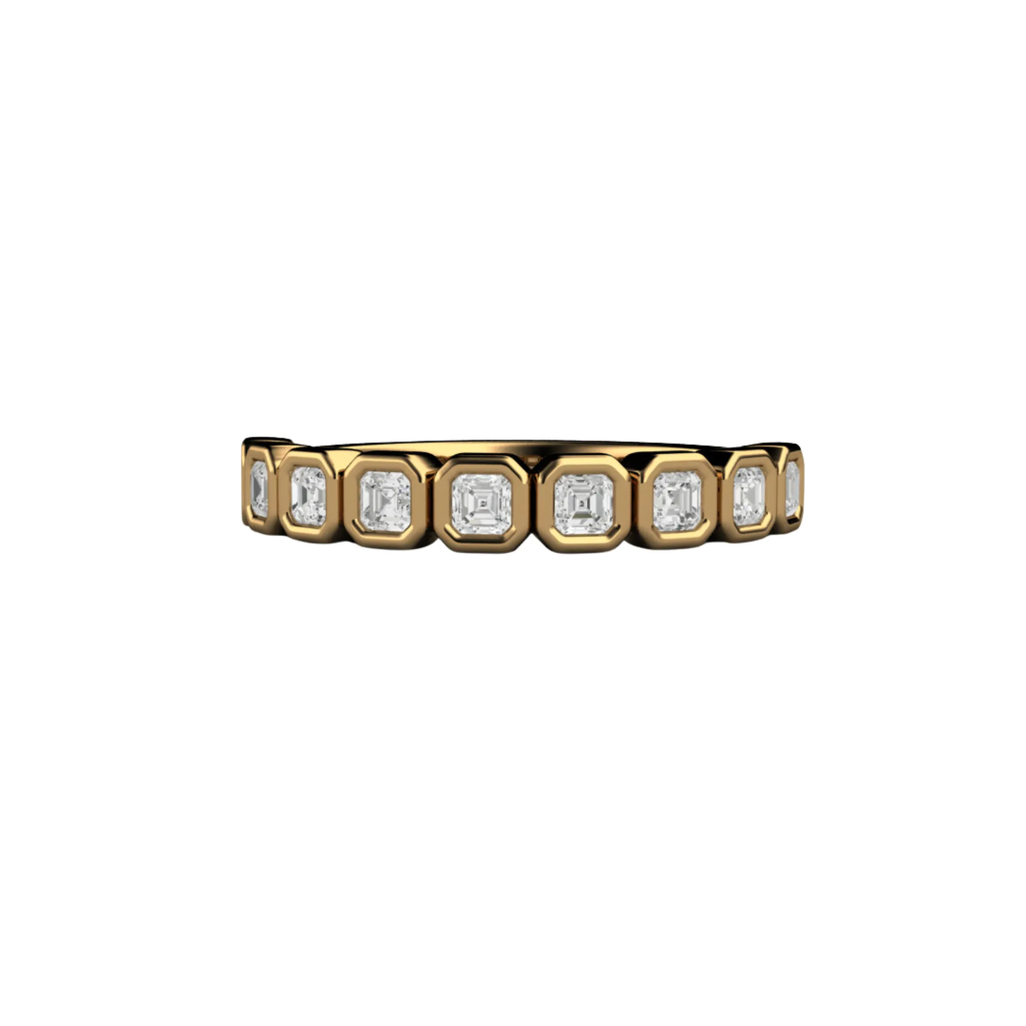 Asscher Cut Lab Grown Diamond Band | Modern Bezel Setting in 14K, 18K Gold or Platinum