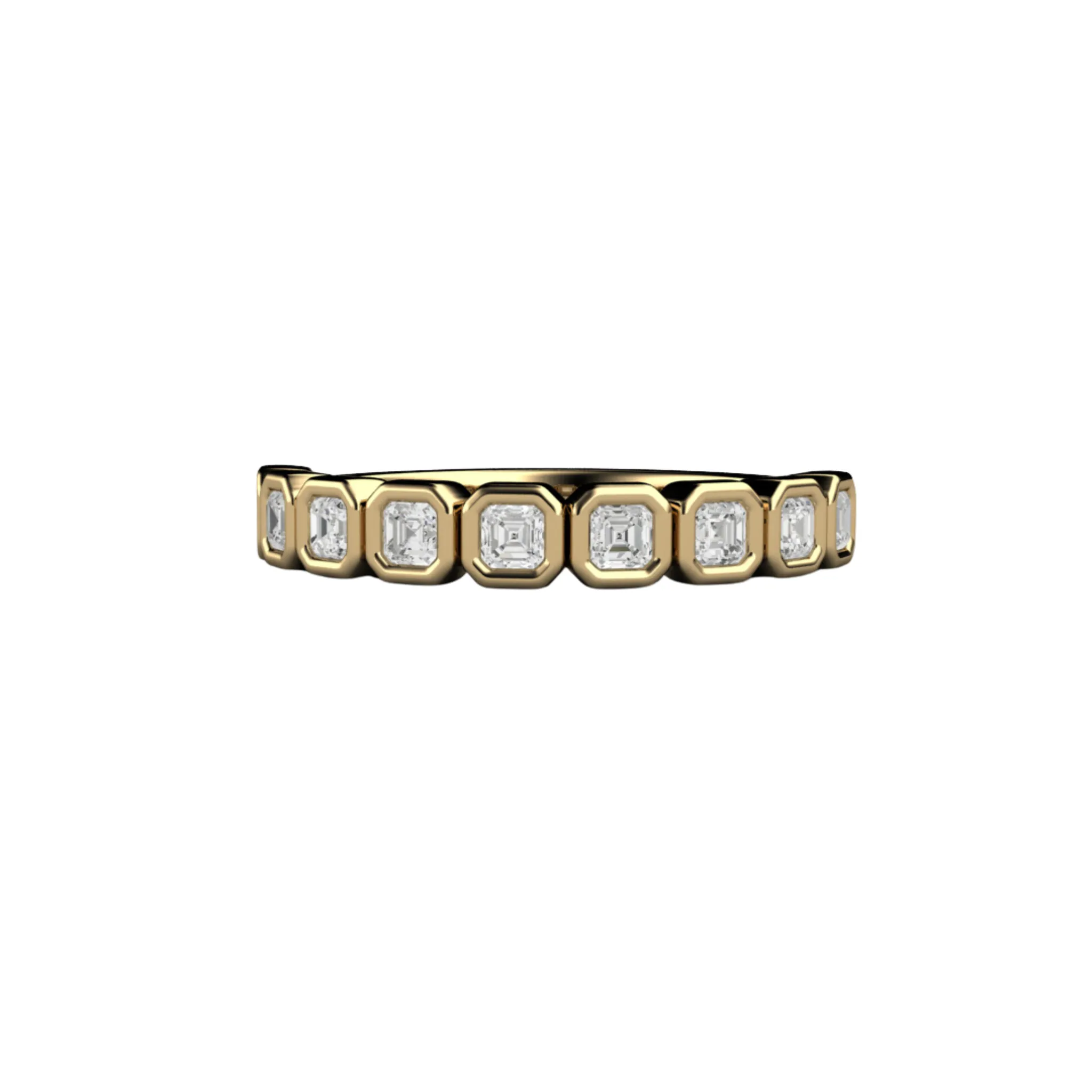 Asscher Cut Lab Grown Diamond Band | Modern Bezel Setting in 14K, 18K Gold or Platinum