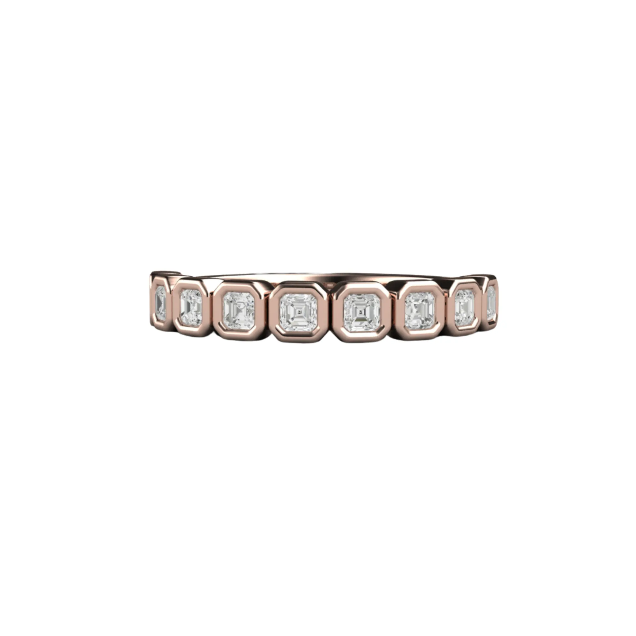 Asscher Cut Lab Grown Diamond Band | Modern Bezel Setting in 14K, 18K Gold or Platinum