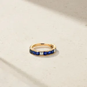 Asscher Cut Sapphire and Diamond Band