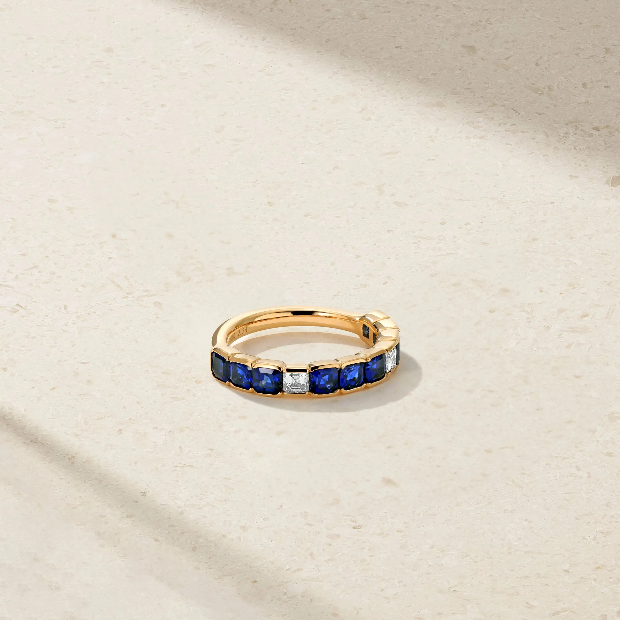 Asscher Cut Sapphire and Diamond Band