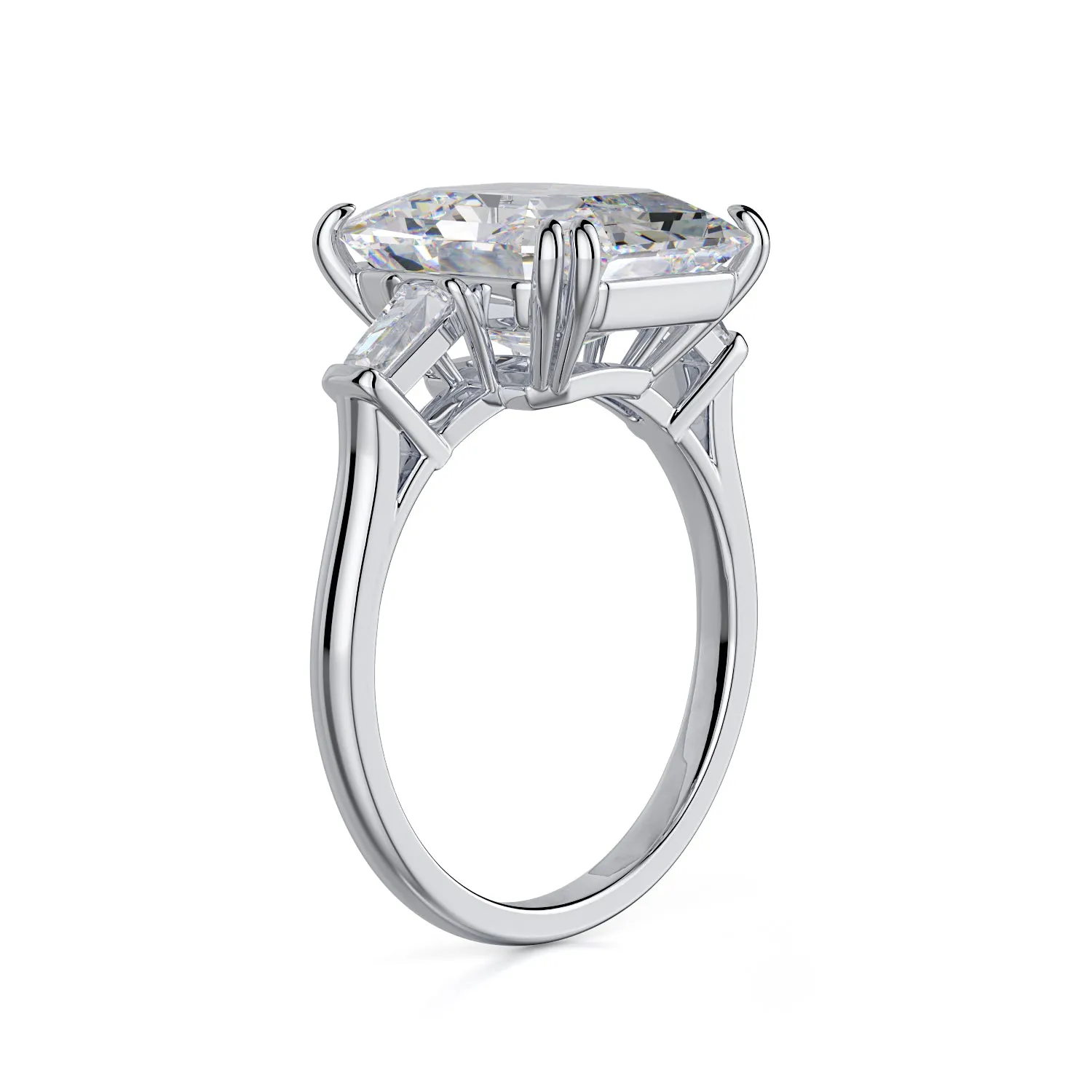 ASSCHER CUT THREE-STONE DIAMOND RING