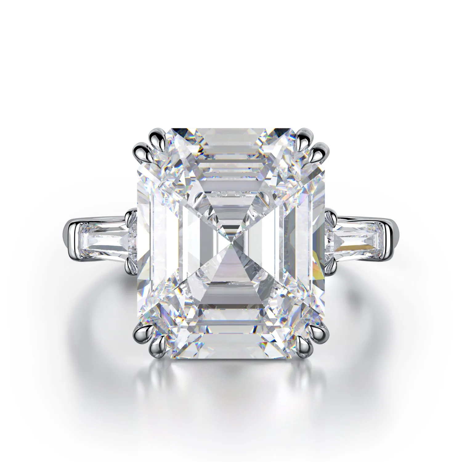 ASSCHER CUT THREE-STONE DIAMOND RING