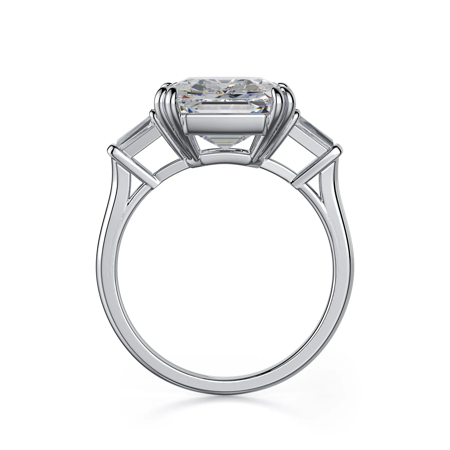 ASSCHER CUT THREE-STONE DIAMOND RING