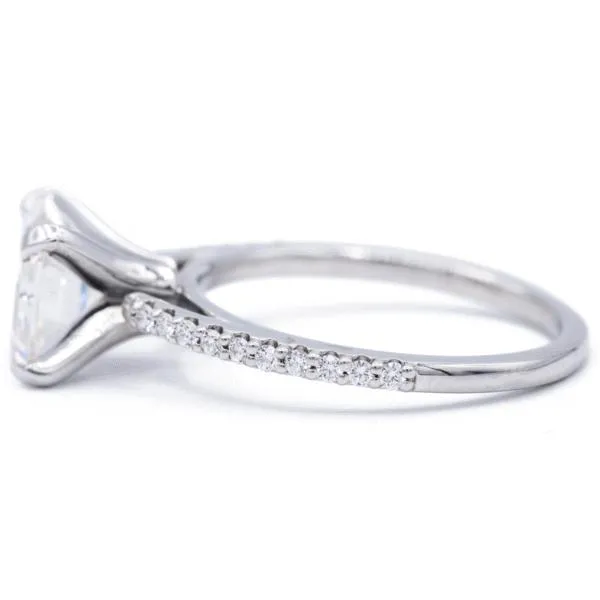 Asscher Moissanite 4 Prongs Diamond Accent Ice Cathedral Solitaire Ring
