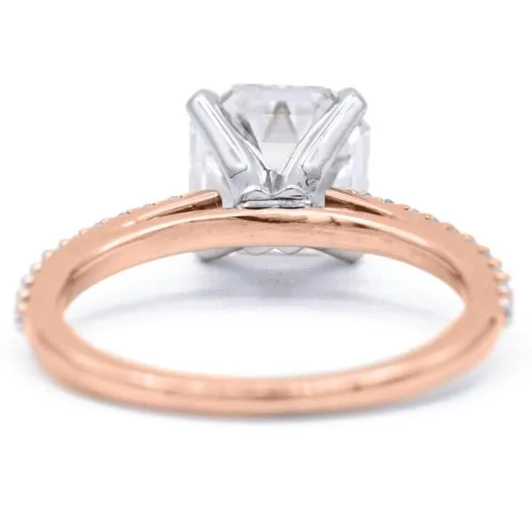 Asscher Moissanite 4 Prongs Diamond Accent Ice Cathedral Solitaire Ring