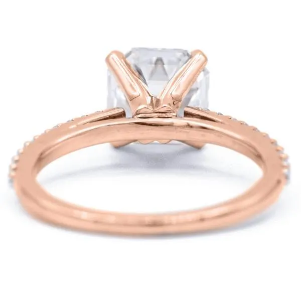 Asscher Moissanite 4 Prongs Diamond Accent Ice Cathedral Solitaire Ring
