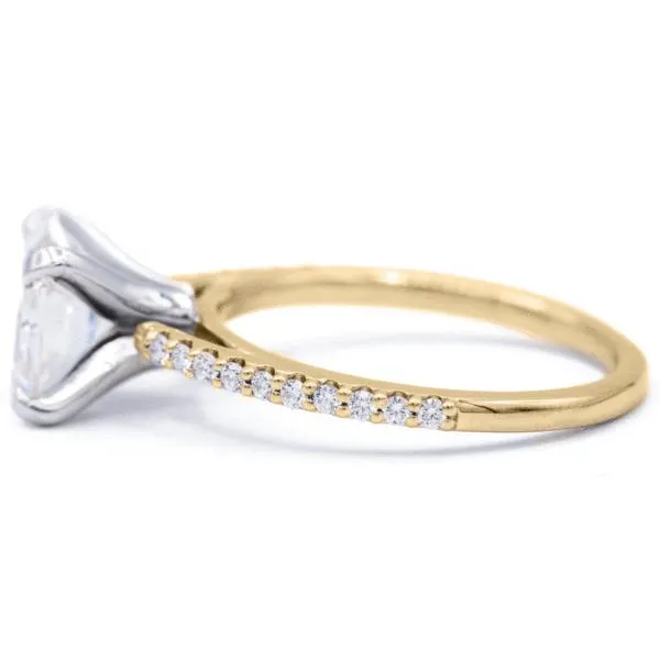 Asscher Moissanite 4 Prongs Diamond Accent Ice Cathedral Solitaire Ring
