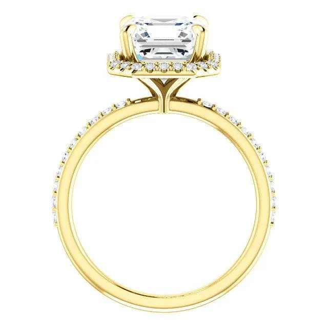 Asscher Moissanite Diamond Accent Ice Halo Ring