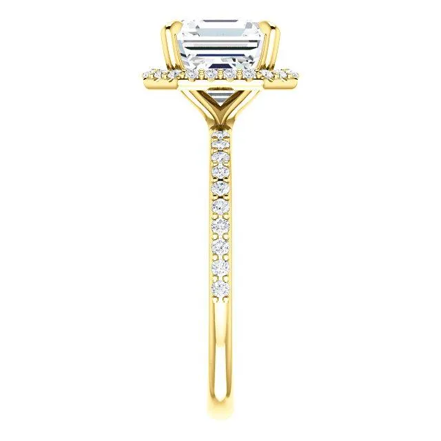 Asscher Moissanite Diamond Accent Ice Halo Ring