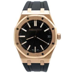 Audemars Piguet Royal Oak Ref. 15510OR.OO.D002CR.02 41MM Rose Gold  Black Dial on Rubber