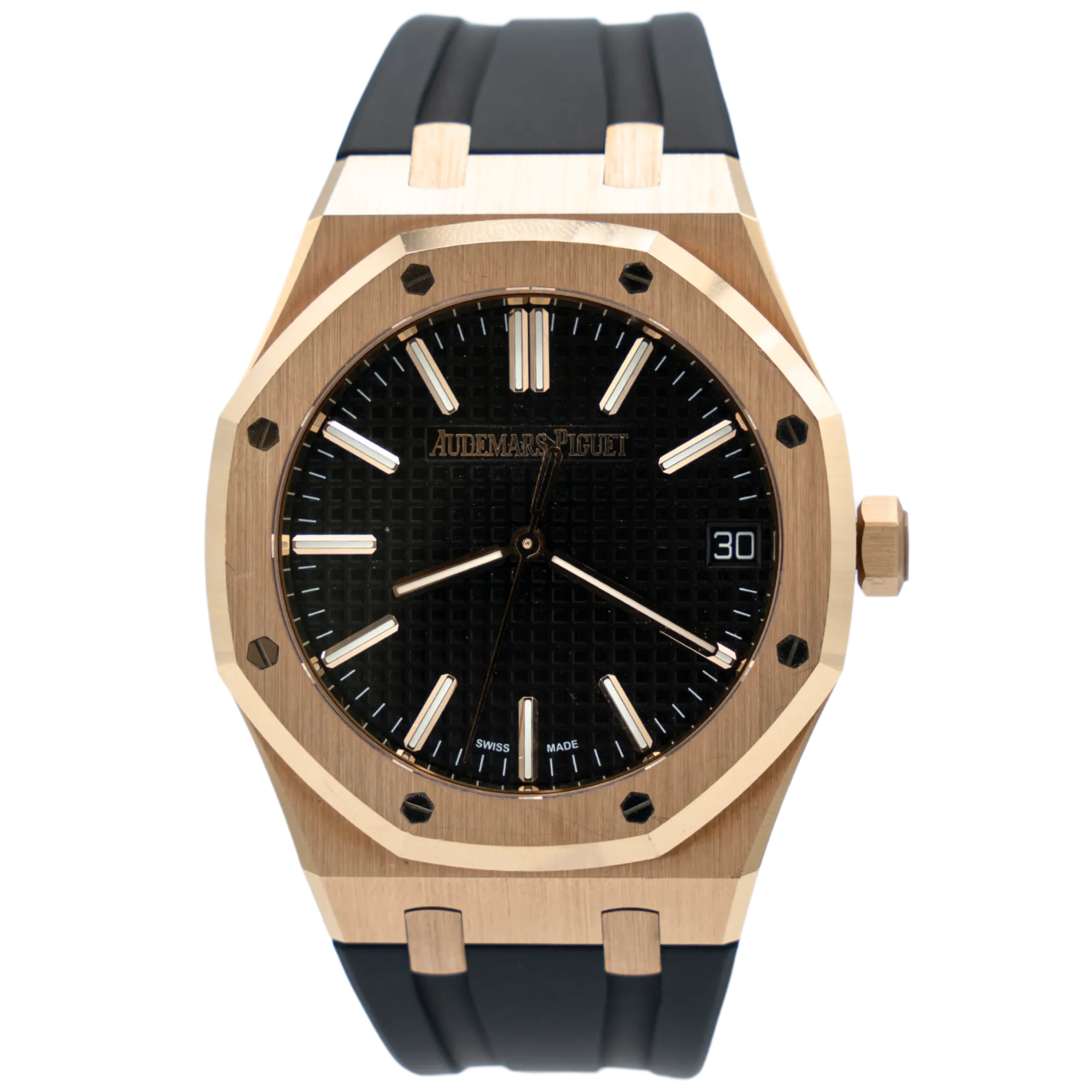 Audemars Piguet Royal Oak Ref. 15510OR.OO.D002CR.02 41MM Rose Gold  Black Dial on Rubber