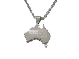 Australia Map Shape and Flag Design Pendant Necklace
