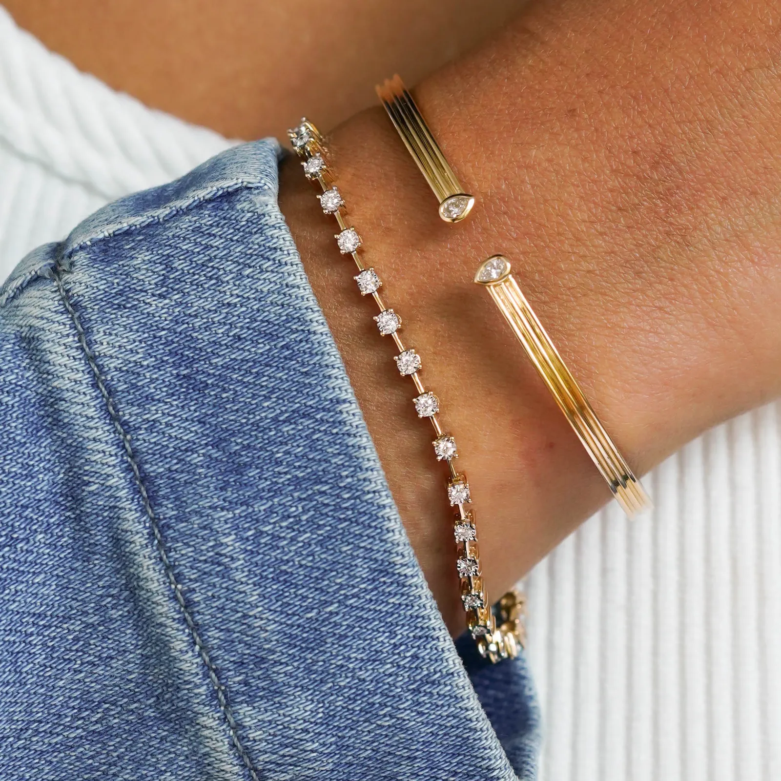 Ava Bea Interval Tennis Bracelet in Yellow Gold