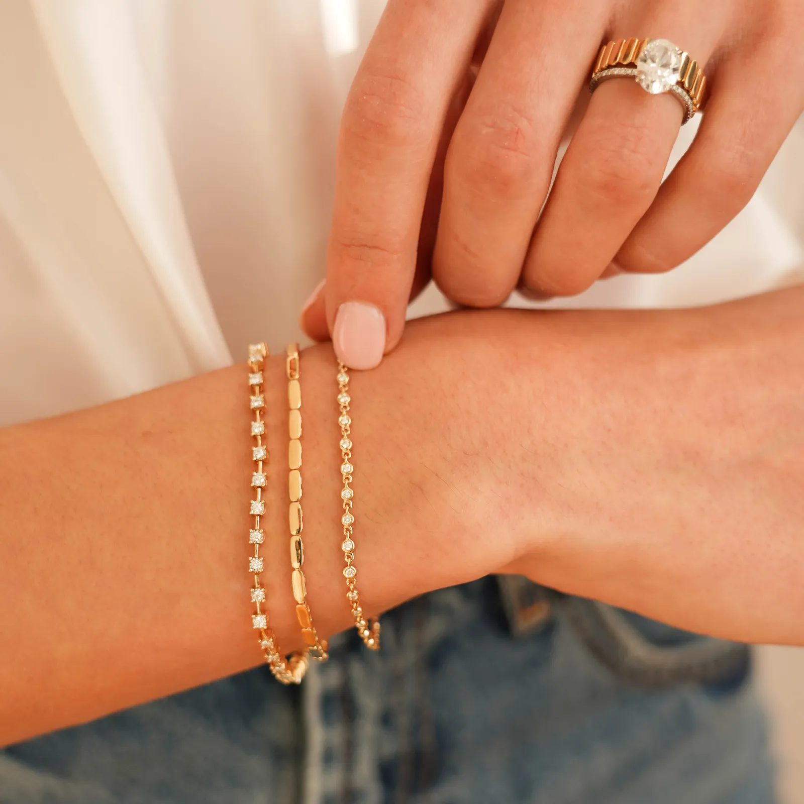 Ava Bea Interval Tennis Bracelet in Yellow Gold